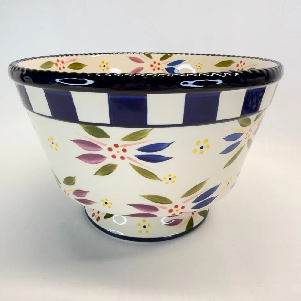 Temp-tations Old World Confetti 3QT Serving Bowl Floral Blue PPP-SQ-846326